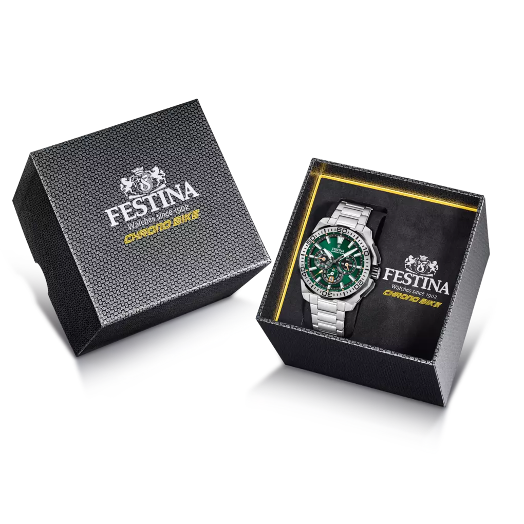 Festina Chrono Bike Quartz Chronograph Green Dial Stainless Steel Men's Watch | F20724/3