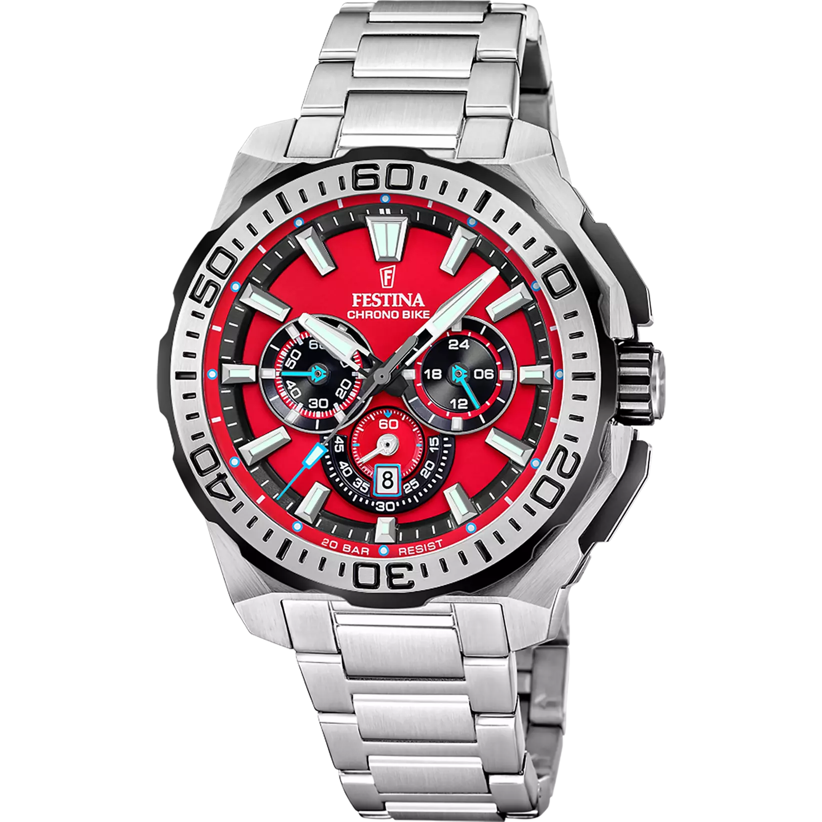 Festina Chrono Bike Quartz Chronograph Red Dial Stainless Steel Men's Watch | F20724/5