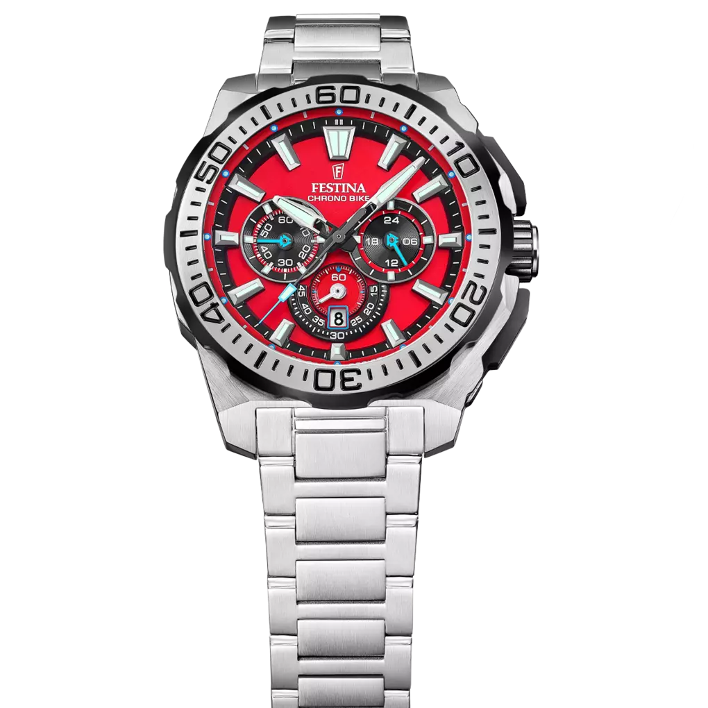 Festina Chrono Bike Quartz Chronograph Red Dial Stainless Steel Men's Watch | F20724/5