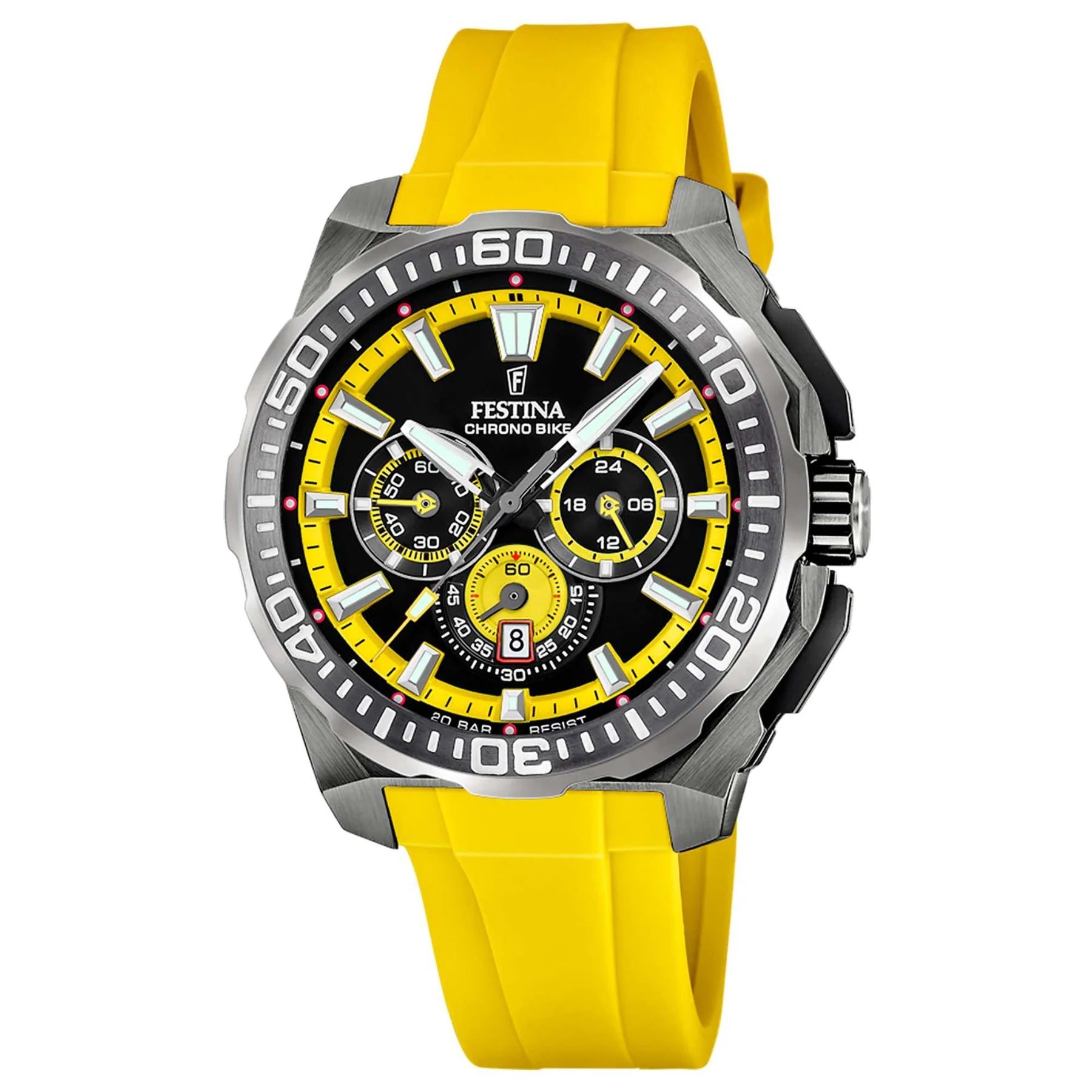 Festina Chrono Bike Quartz Chronograph Black Yellow Rubber Men's Watch | F20725/1