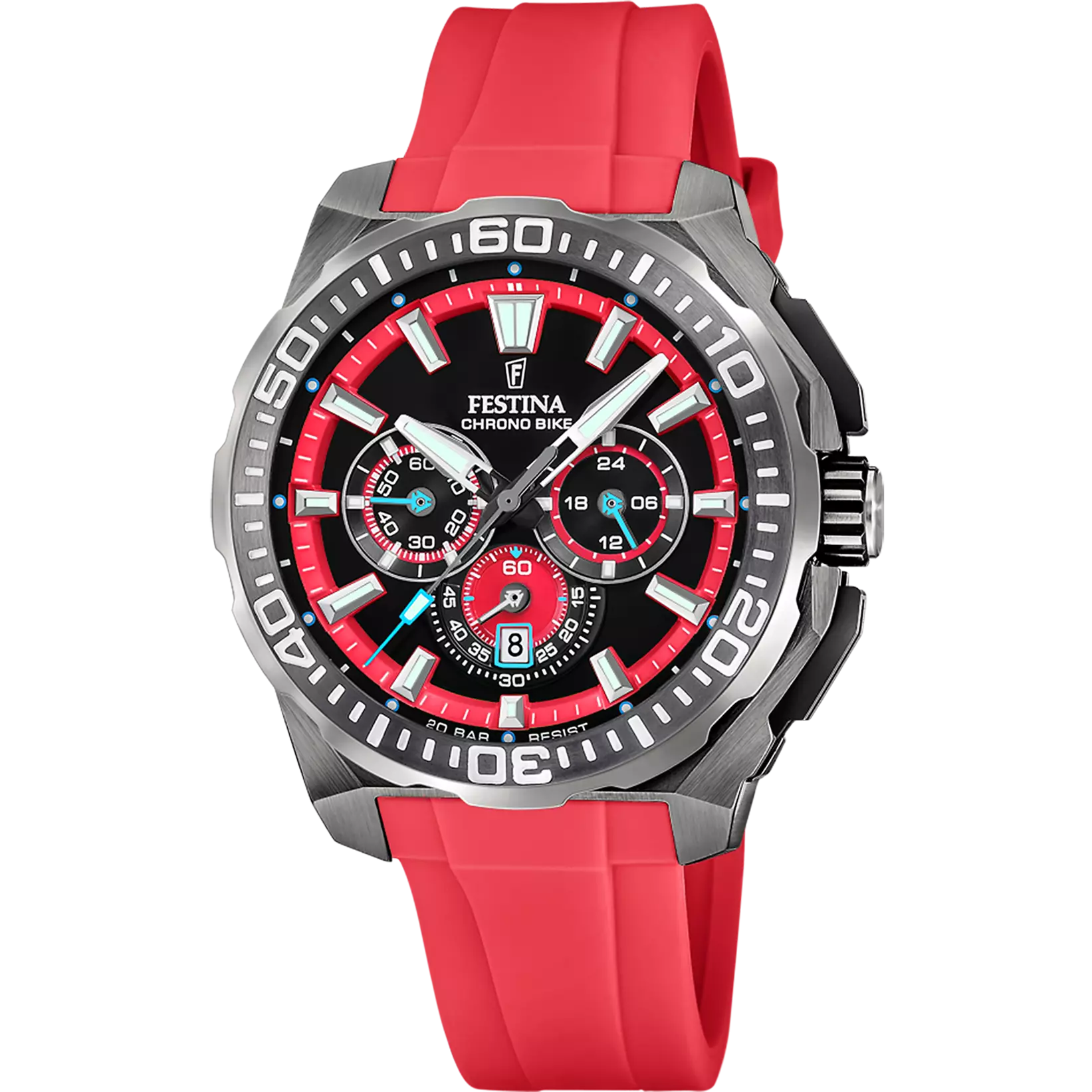 Festina Chrono Bike Quartz Chronograph Black Red Rubber Men's Watch | F20725/5