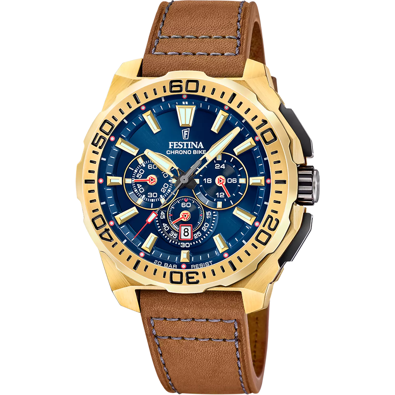 Festina Chrono Bike Quartz Chronograph Brown Leather Men's Watch | F20728/1