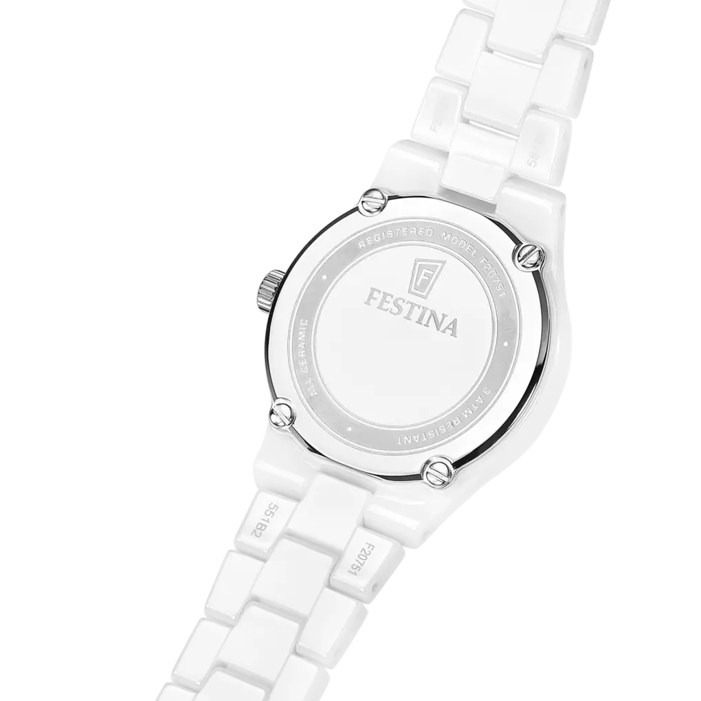 Festina Ceramic Quartz White Multifunction Stainless Steel White Ceramic Women's Watch | F20497/1