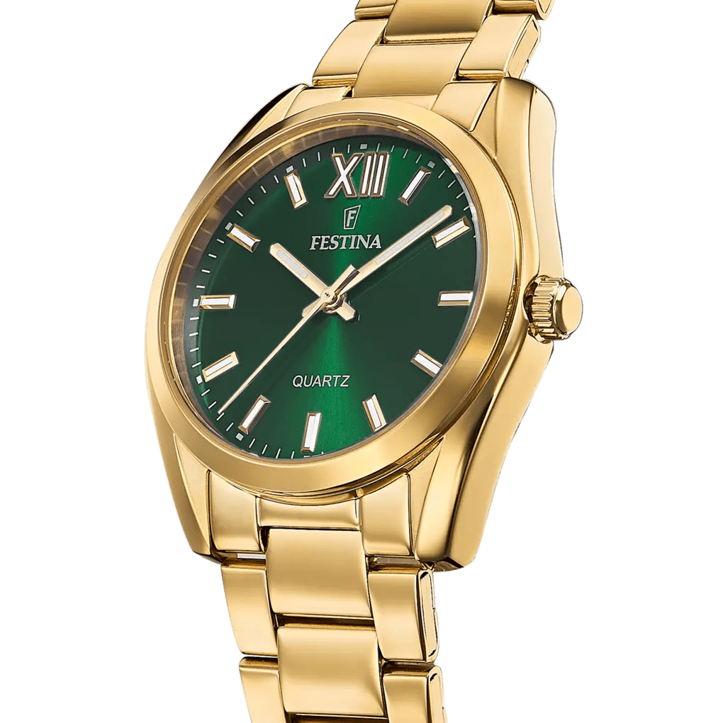 Festina Boyfriend Collection Green Dial 316L Stainless Steel with Gold PVD Men’s Watch | F20640/4 | TIME Watches