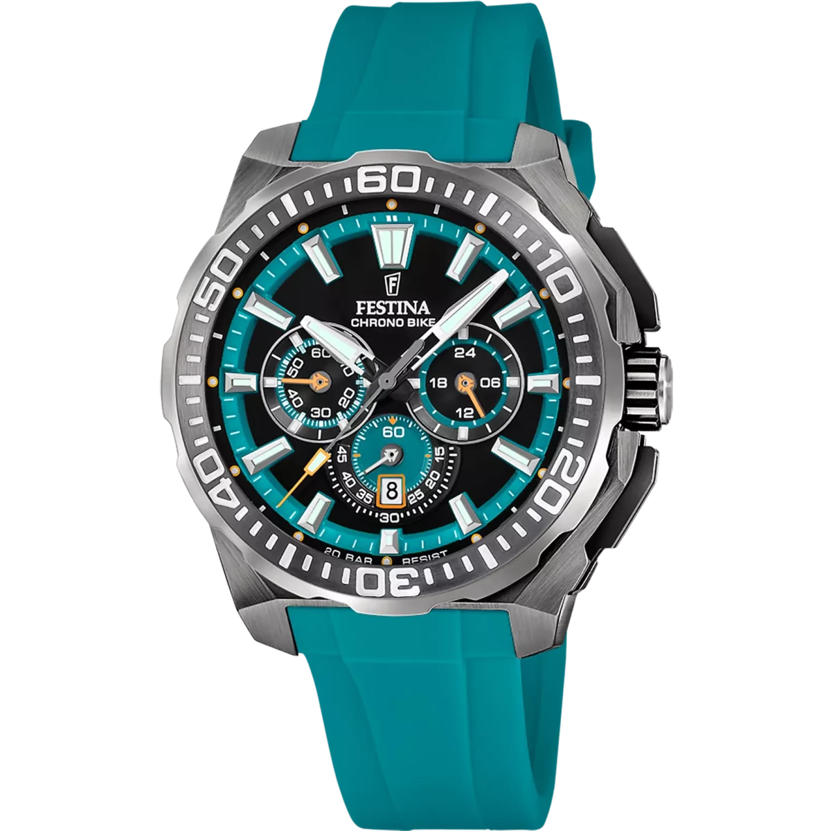 Festina Chrono Bike Black Dial Teal Rubber Men’s Watch | F20725/6 | TIME Watches