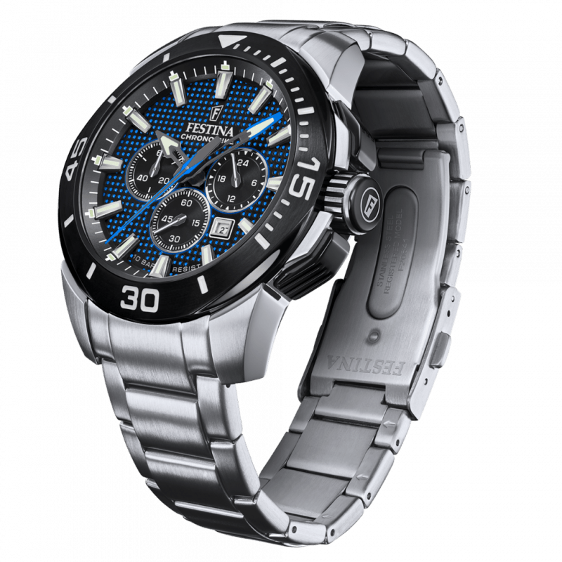 Festina Chrono Bike Blue Dial Stainless Steel Men’s Watch | F20641/2 | TIME Watches