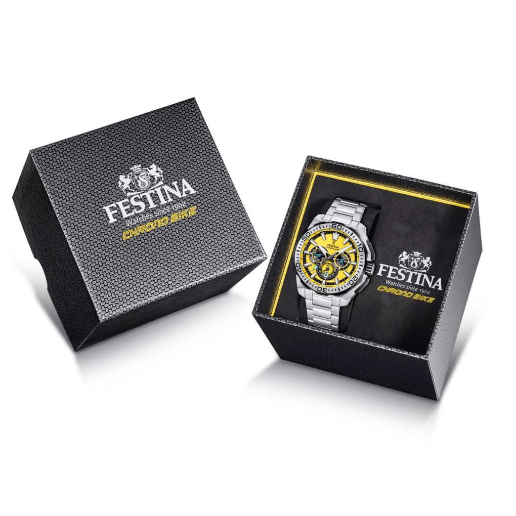 Festina Chrono Bike Yellow Dial 316L Stainless Steel Men’s Watch | F20724/4 | TIME Watches