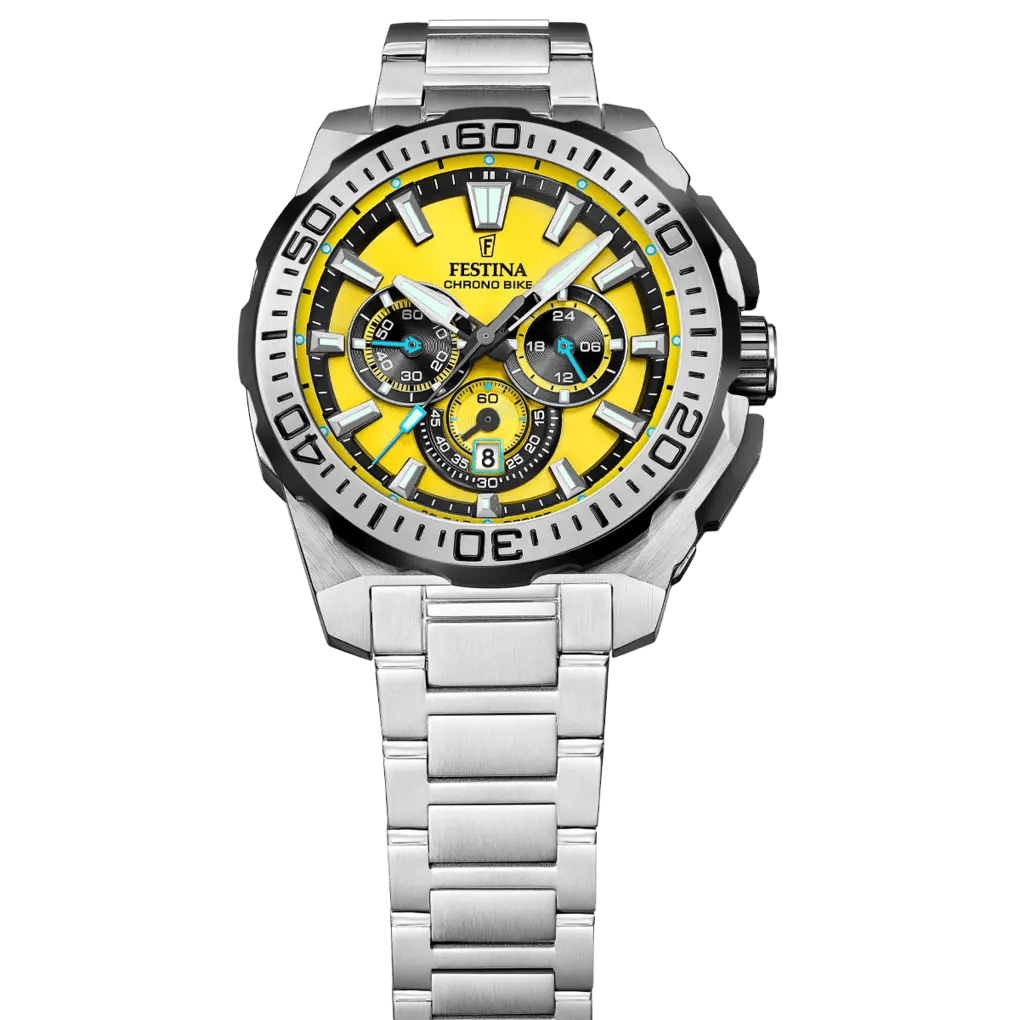 Festina Chrono Bike Yellow Dial 316L Stainless Steel Men’s Watch | F20724/4 | TIME Watches
