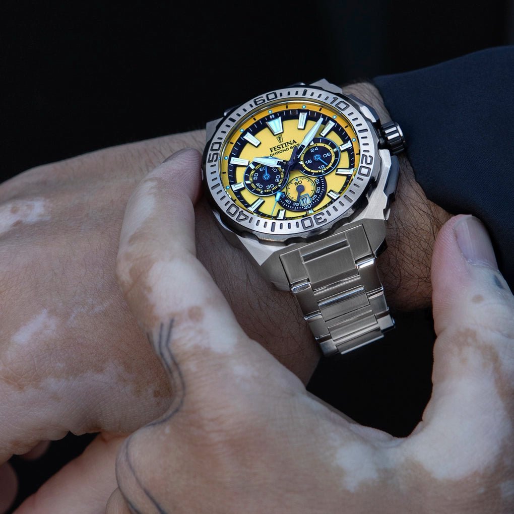 Festina Chrono Bike Yellow Dial 316L Stainless Steel Men’s Watch | F20724/4 | TIME Watches