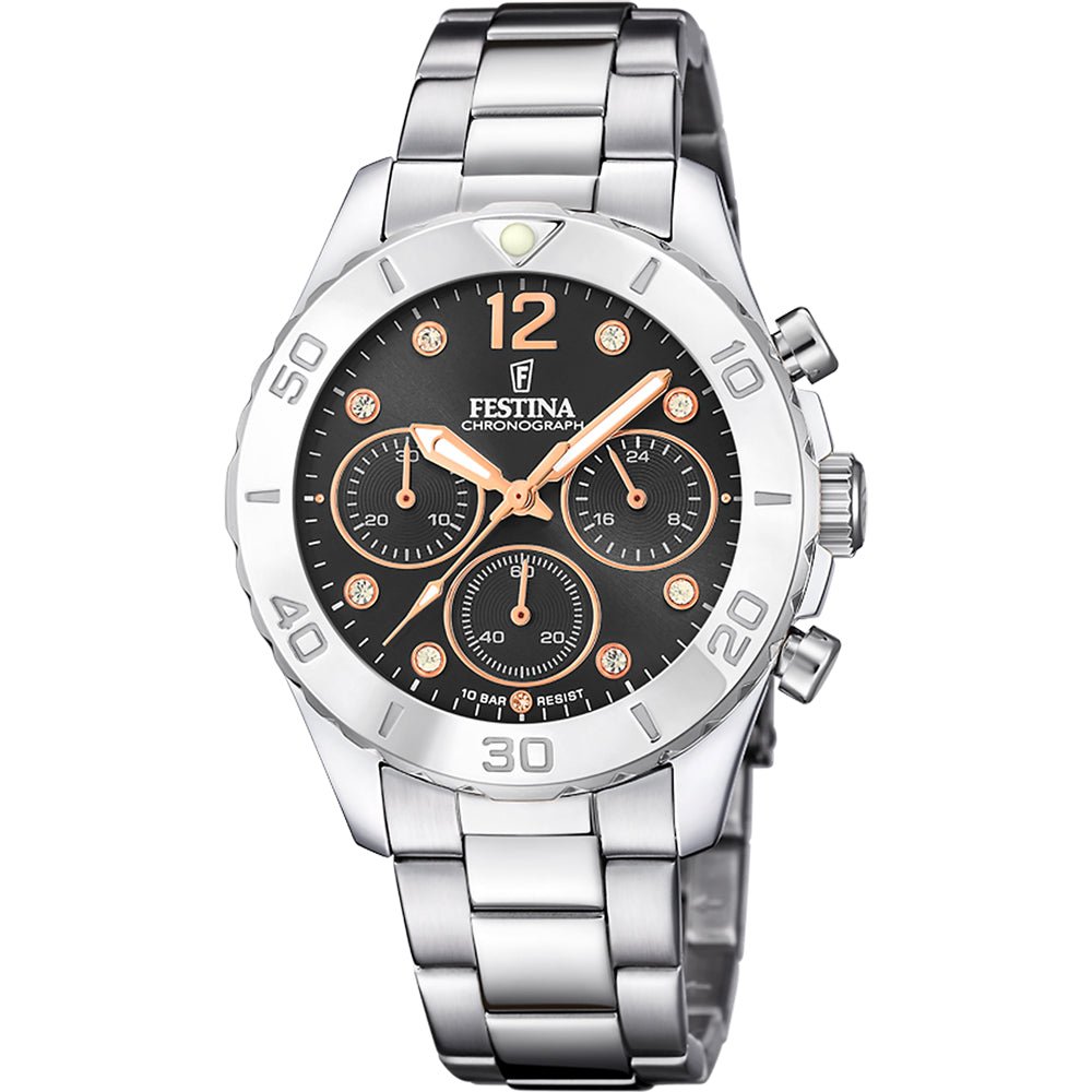 Festina Chronograph Boyfriend Stainless Steel Woman's Watch | F20603/6 | Time Watch Specialists