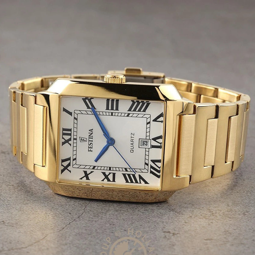 Festina On The Square Quartz Rectangular Gold PVD Stainless Steel Men's Watch | F20678/1