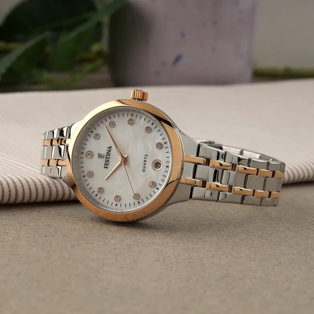 Festina Mademoiselle Quartz Mother of Pearl Two Tone Rose Gold PVD Women's Watch | F20721/1