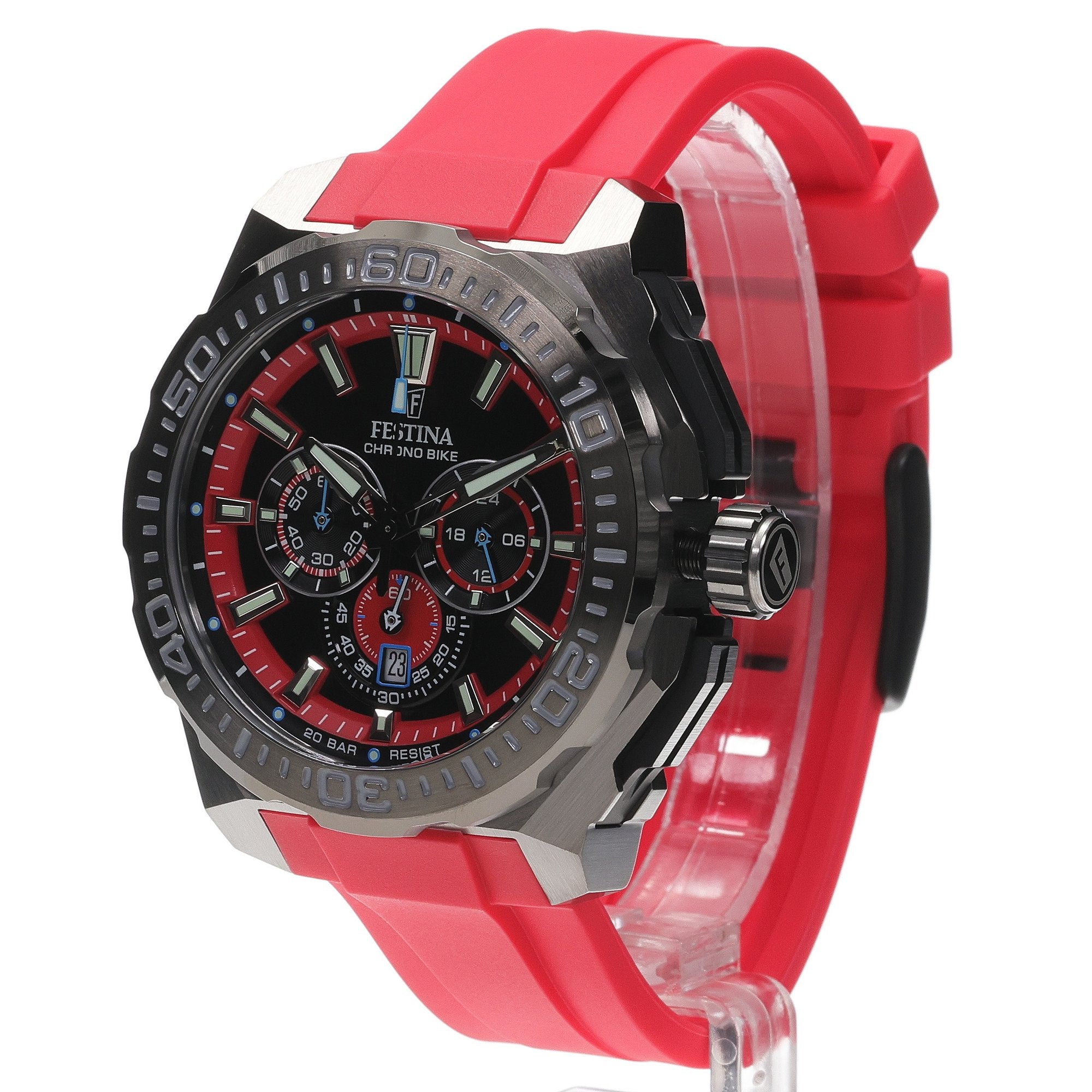 Festina Chrono Bike Quartz Chronograph Black Red Rubber Men's Watch | F20725/5