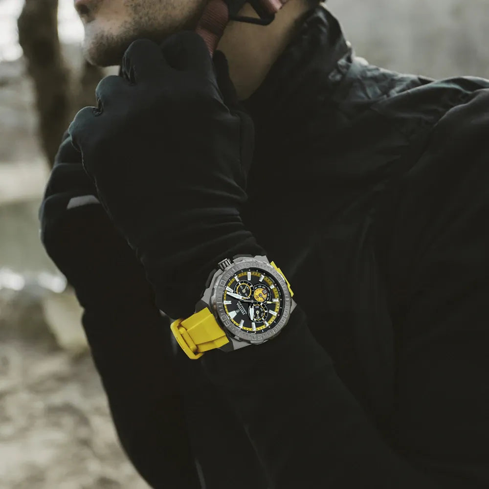 Festina Chrono Bike Quartz Chronograph Black Yellow Rubber Men's Watch | F20725/1