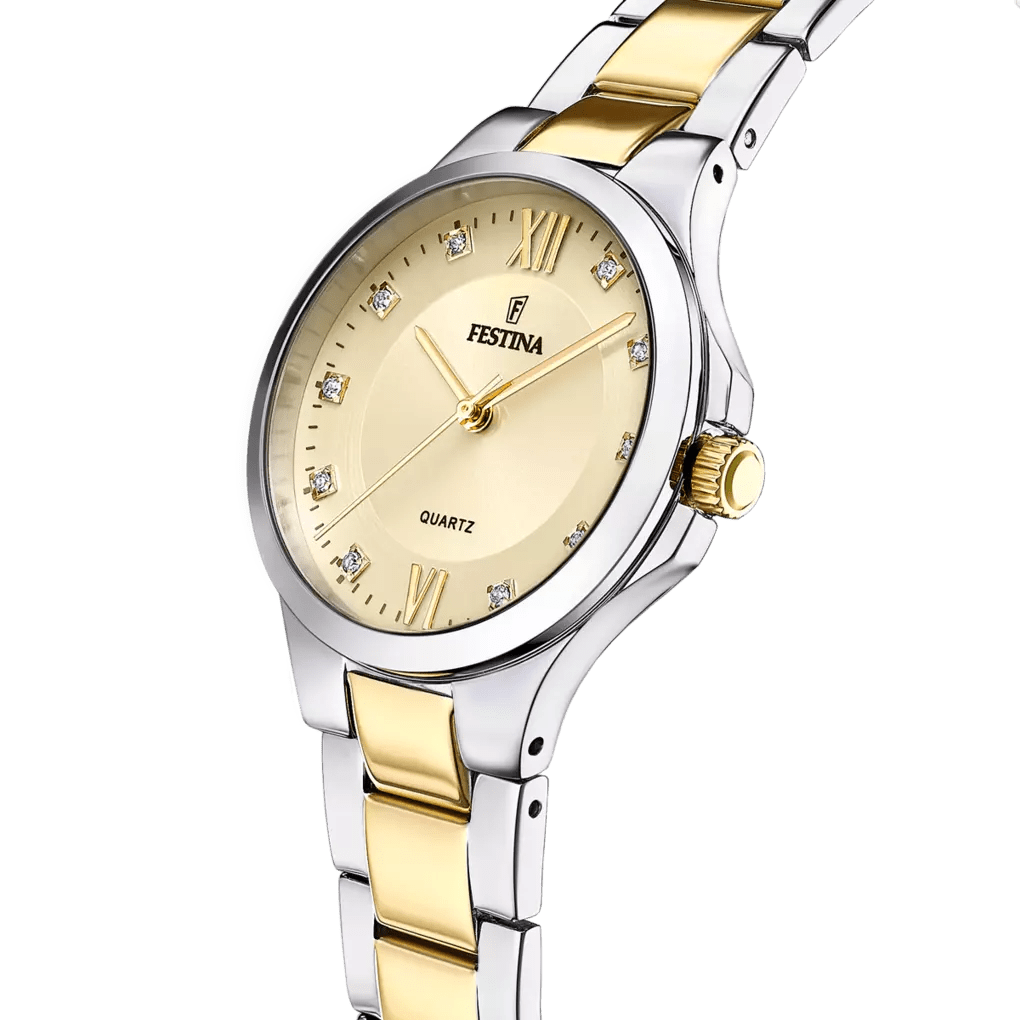 Festina Mademoiselle Gold Dial Two Tone Gold PVD Stainless Steel Men’s 34mm Watch | F20618/1 | TIME Watches