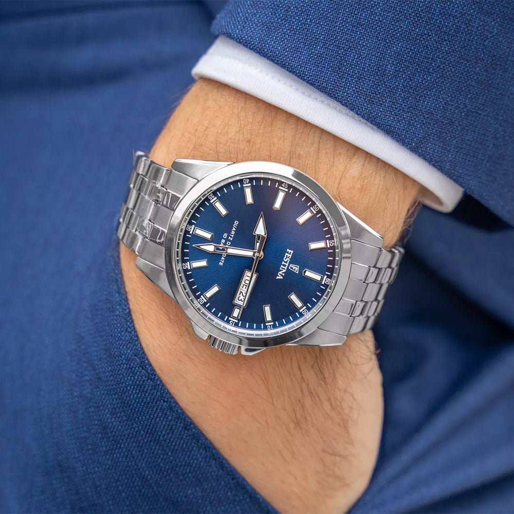 Festina Stainless Steel Blue Dial Men's Watch | F20357/3 | Time Watch Specialists