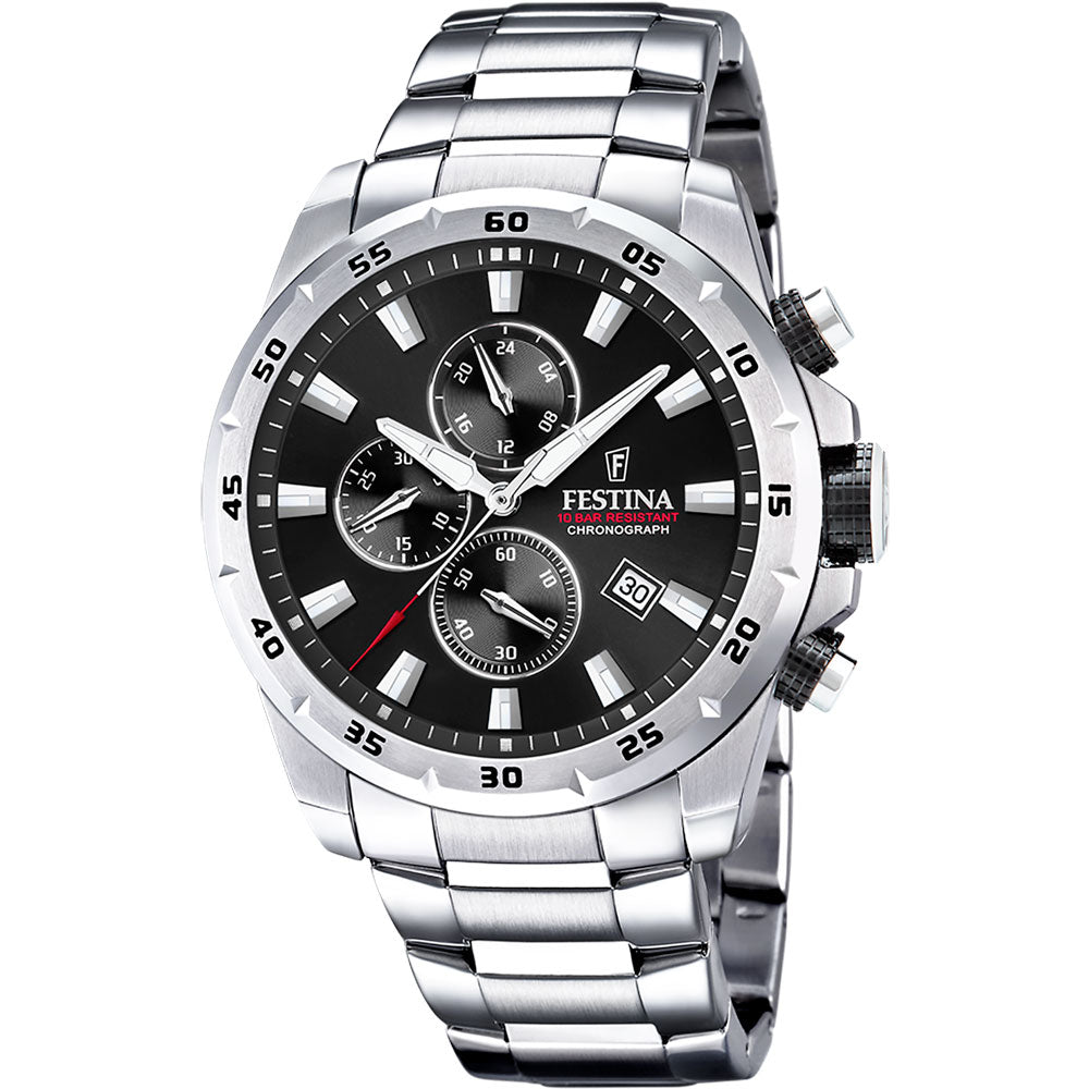Festina Stainless Steel Chronograph Sport Black Dial Men's Watch | F20463/4 | Time Watch Specialists