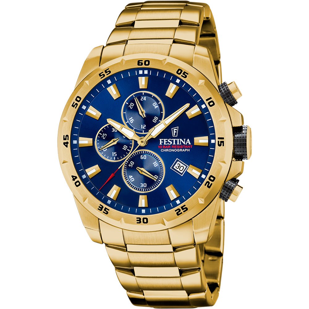 Festina Stainless Steel Gold Chrono Sport Men's Watch | F20541/2 | Time Watch Specialists