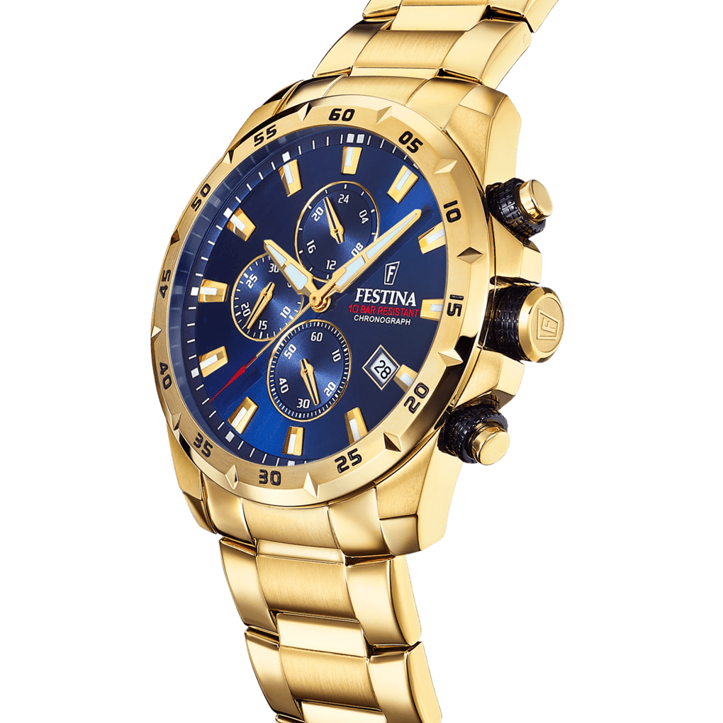 Festina Stainless Steel Gold Chrono Sport Men's Watch | F20541/2 | Time Watch Specialists