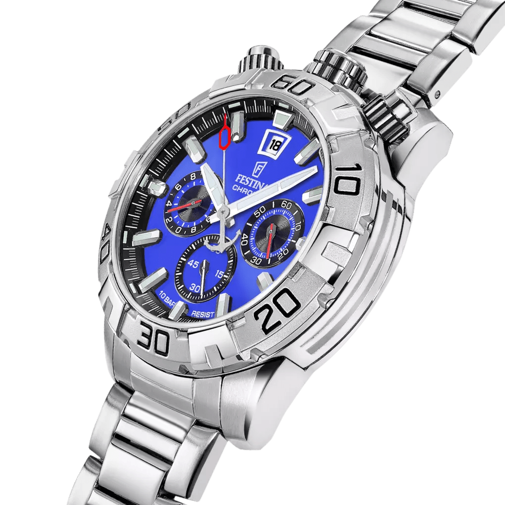 Festina The Originals Black Dial Stainless Steel Men’s 45mm Watch | F20743/3 | TIME Watches