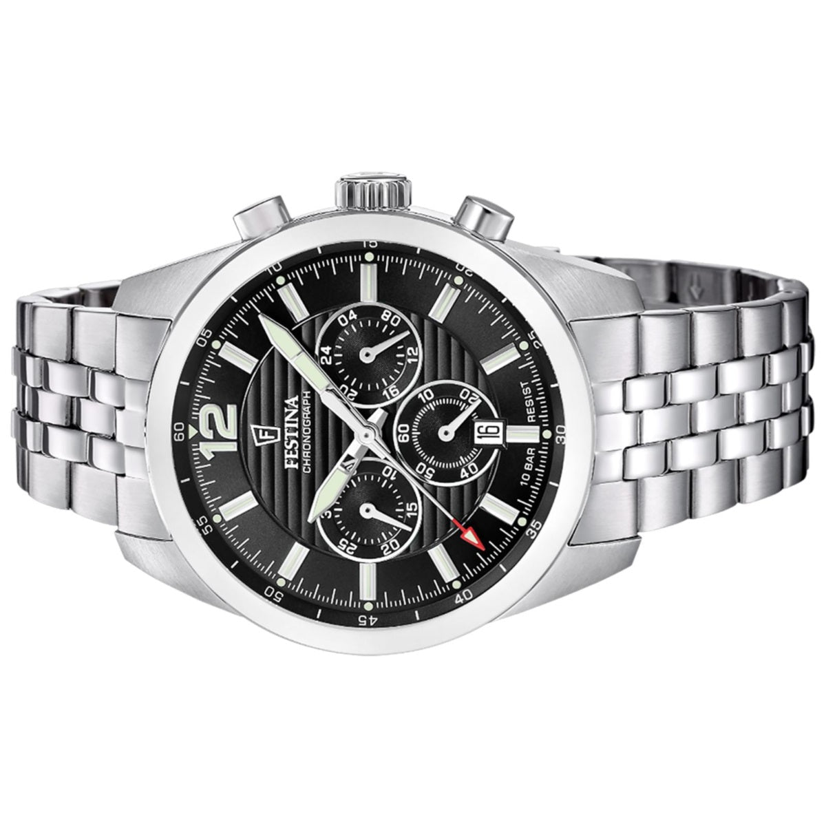 Festina Timeless Chronograph Black Dial Stainless Steel Men’s Watch | F20742/3 | TIME Watches
