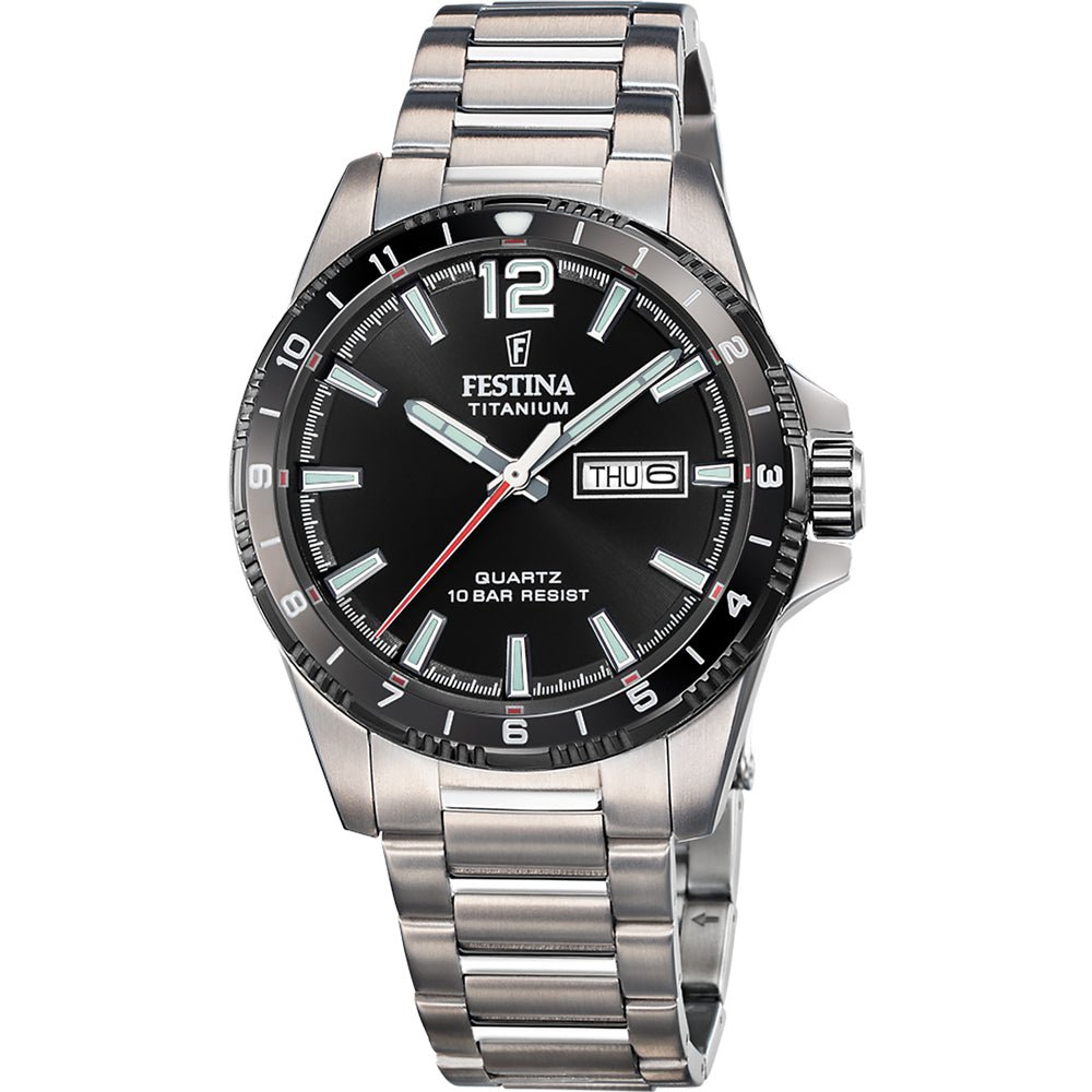Festina Titanium Black Dial Titanium Men’s 43mm Watch | F20698/4 | TIME Watches