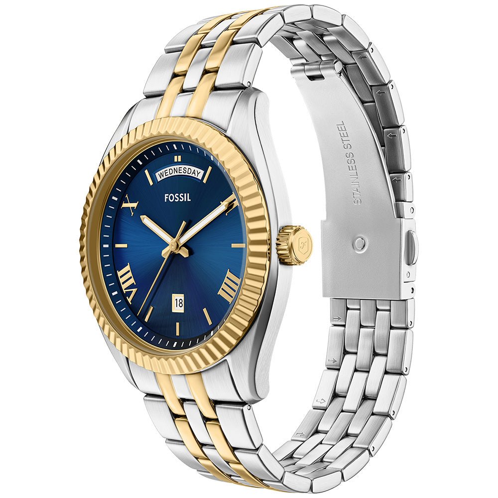 Fossil Campbell Blue Dial and Gold Steel Bracelet 42mm Men's Watch | FS6141 | TIME Watches