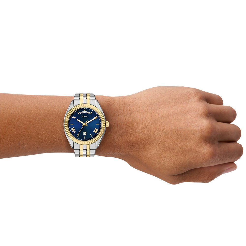 Fossil Campbell Blue Dial and Gold Steel Bracelet 42mm Men's Watch | FS6141 | TIME Watches