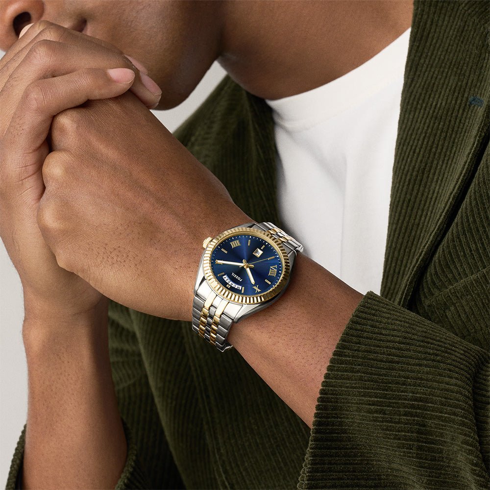 Fossil Campbell Blue Dial and Gold Steel Bracelet 42mm Men's Watch | FS6141 | TIME Watches