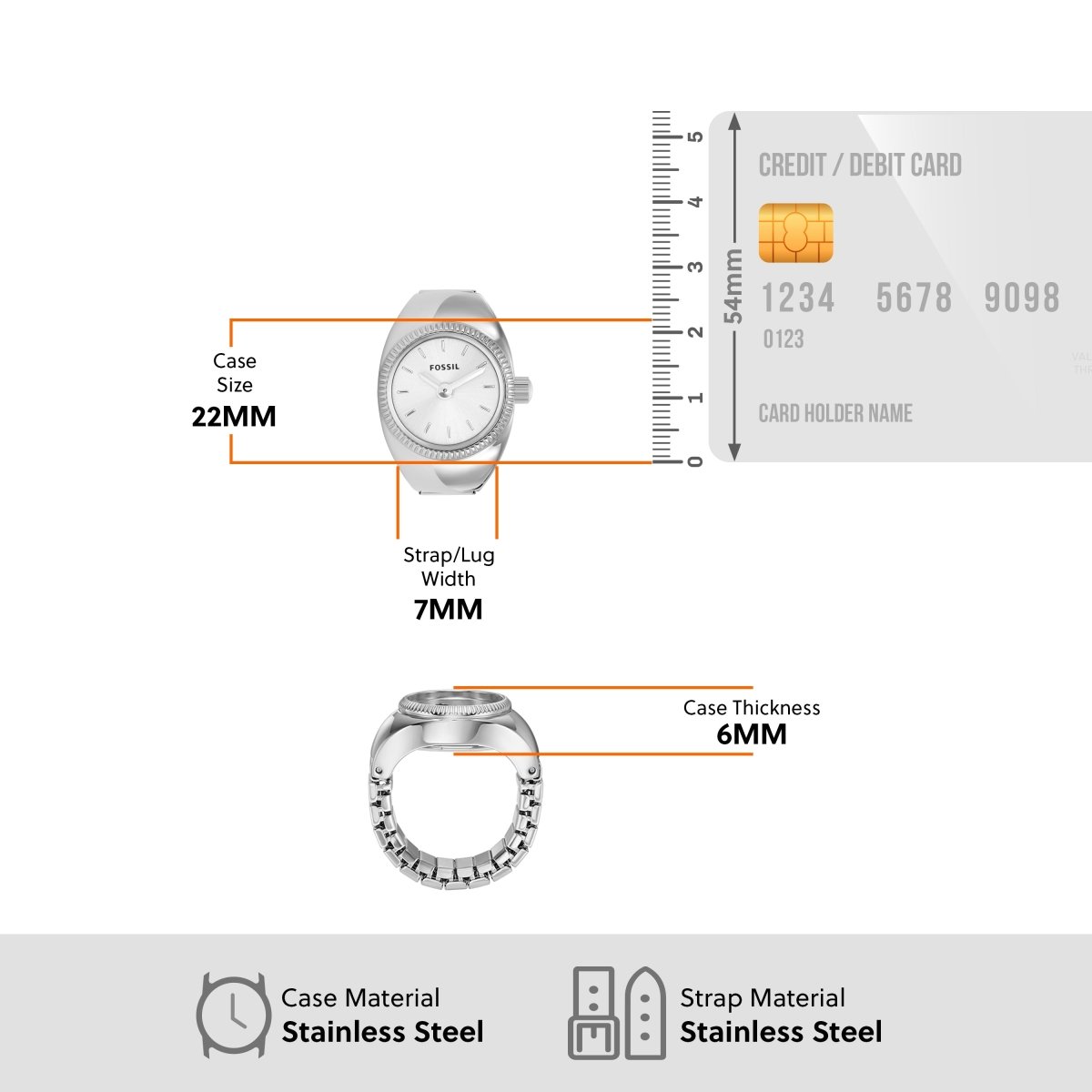 Fossil Exquisite Silver Woman's Ring Watch | ES5245 | TIME Watches