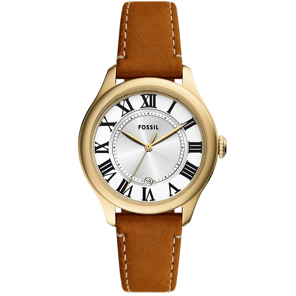 Fossil Gilmore Silver Dial and Brown Leather Strap 38mm Women's Watch | ES5397 | TIME Watches