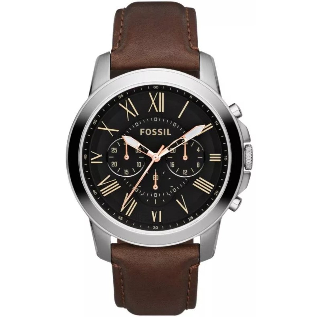 Fossil Grant Chronograph Brown Leather Black Dial Men’s Watch| FS4813 | TIME Watches