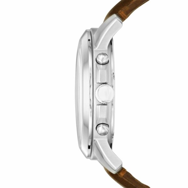 Fossil Grant White Dial and Brown Leather 44mm Men's Watch | FS4735 | TIME Watches