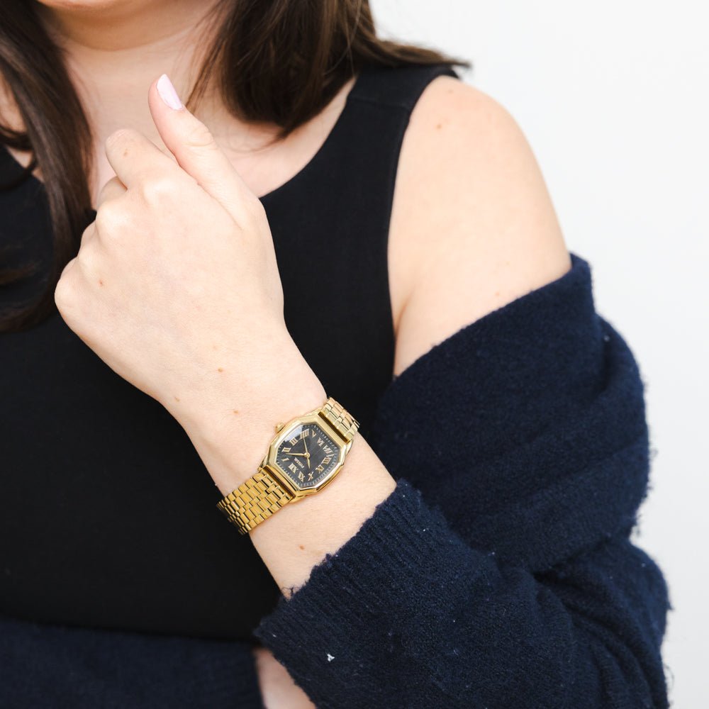 Fossil Harlow Black Dial and Gold Steel Bracelet 27mm Women's Watch | ES5433 | TIME Watches