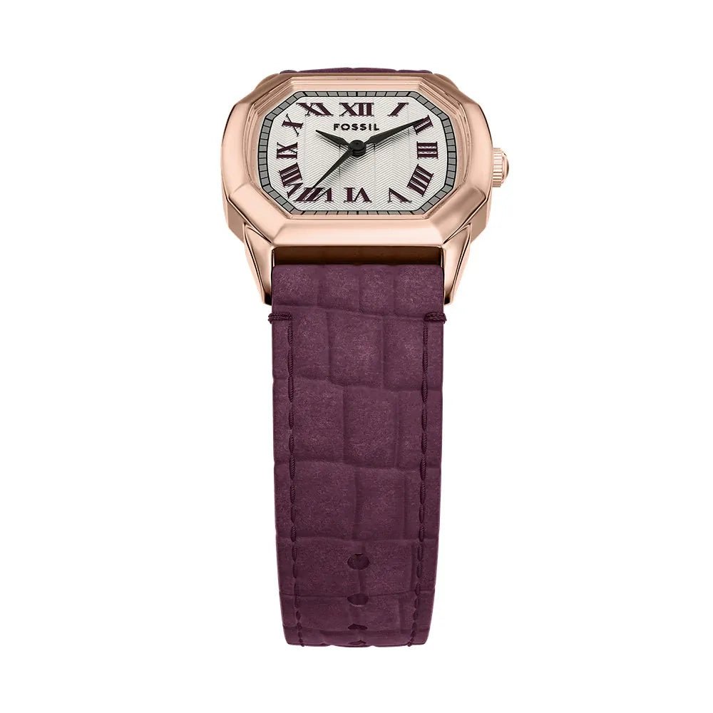 Fossil Harlow Burgundy Sunray Dial and Burgundy Leather 28mm Women's Watch | ES5428 | TIME Watches
