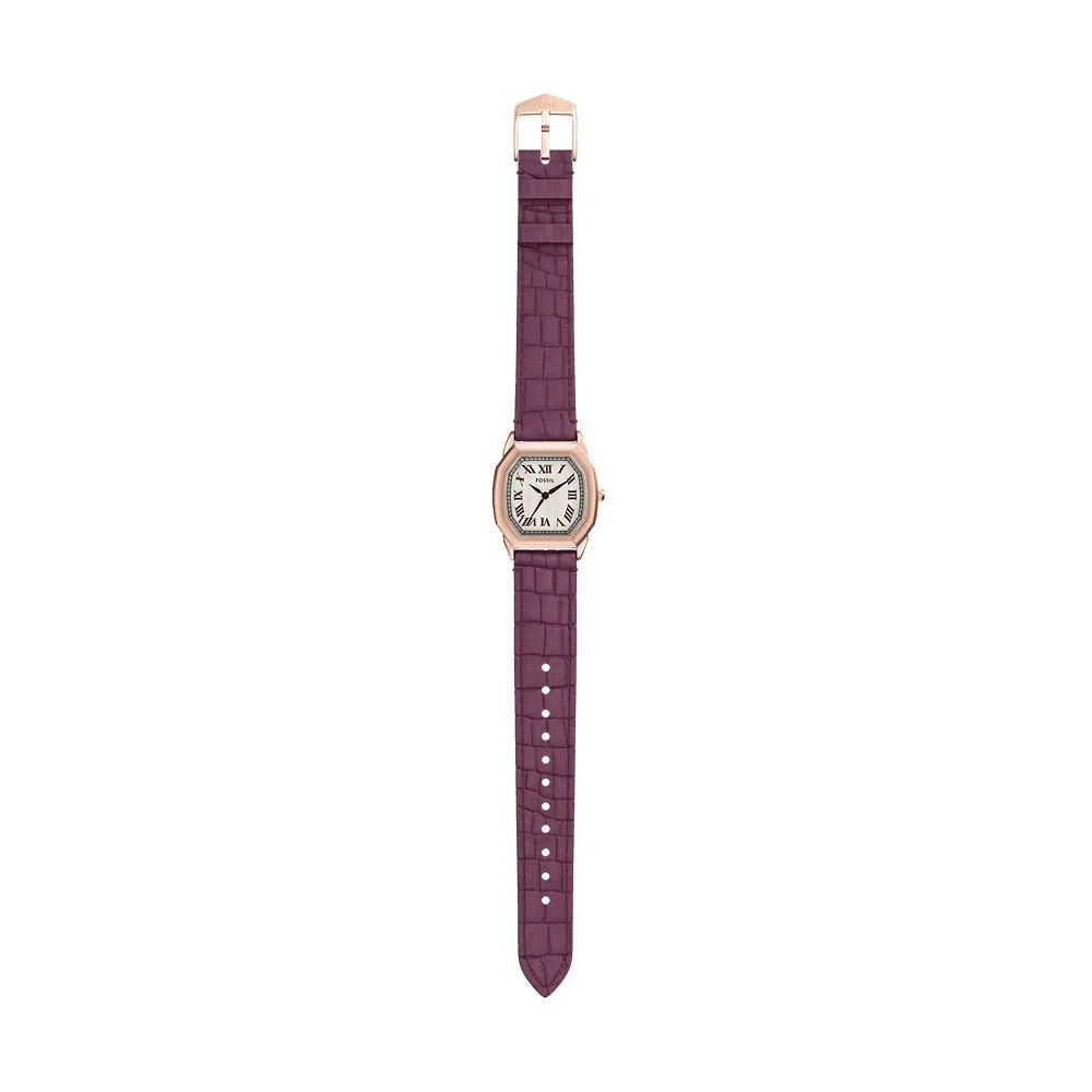 Fossil Harlow Burgundy Sunray Dial and Burgundy Leather 28mm Women's Watch | ES5428 | TIME Watches