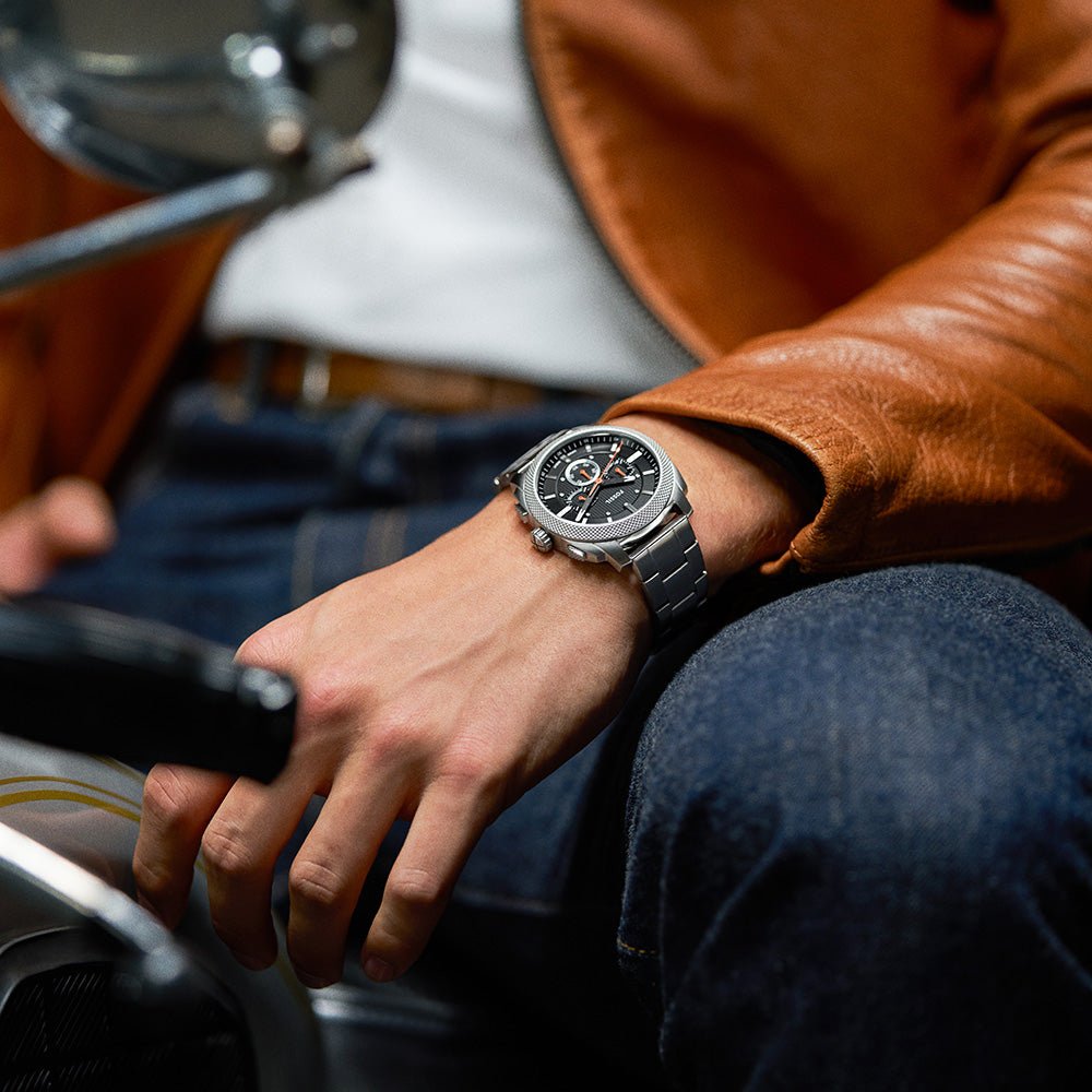 Fossil Machine Black Dial and Steel Bracelet 44mm Men's Watch | FS6095 | TIME Watches
