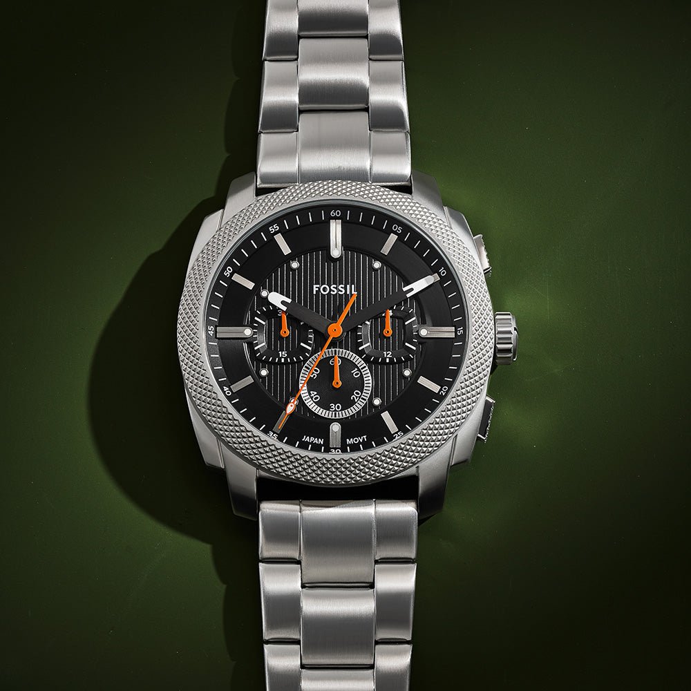 Fossil Machine Black Dial and Steel Bracelet 44mm Men's Watch | FS6095 | TIME Watches