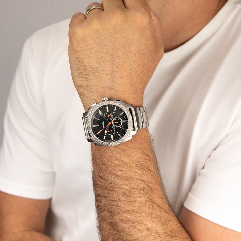 Fossil Machine Black Dial and Steel Bracelet 44mm Men's Watch | FS6095 | TIME Watches