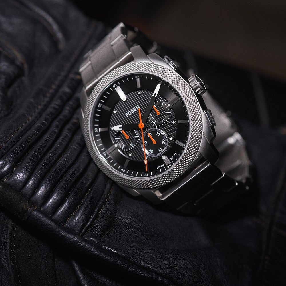 Fossil Machine Black Dial and Steel Bracelet 44mm Men's Watch | FS6095 | TIME Watches