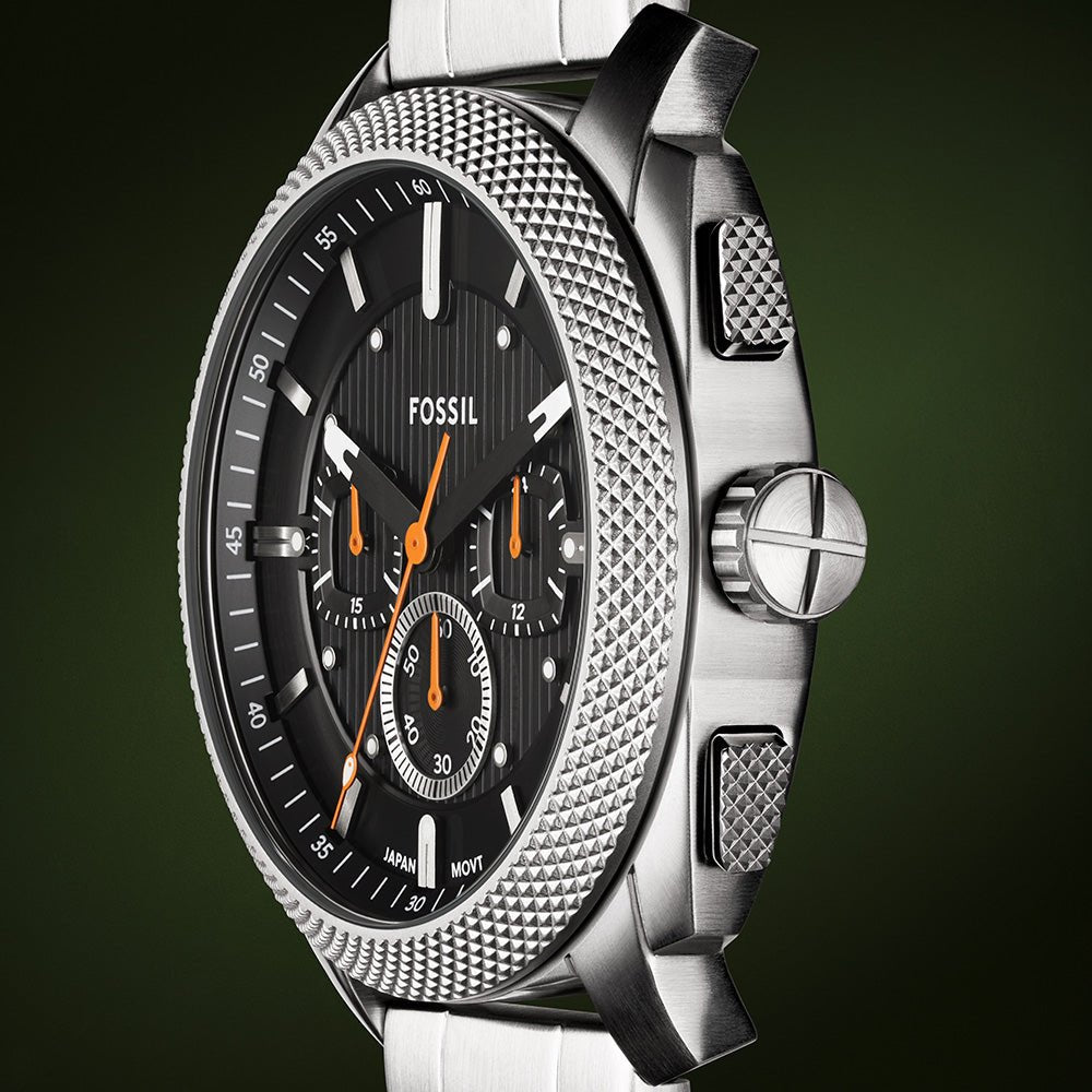 Fossil Machine Black Dial and Steel Bracelet 44mm Men's Watch | FS6095 | TIME Watches