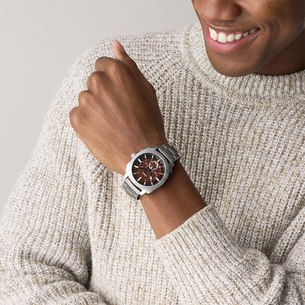 Fossil Machine Brown Dial and Steel Bracelet 44mm Men's Watch | FS6144 | TIME Watches