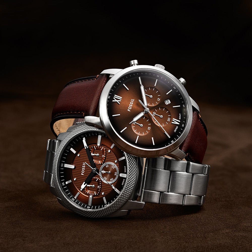 Fossil Machine Brown Dial and Steel Bracelet 44mm Men's Watch | FS6144 | TIME Watches