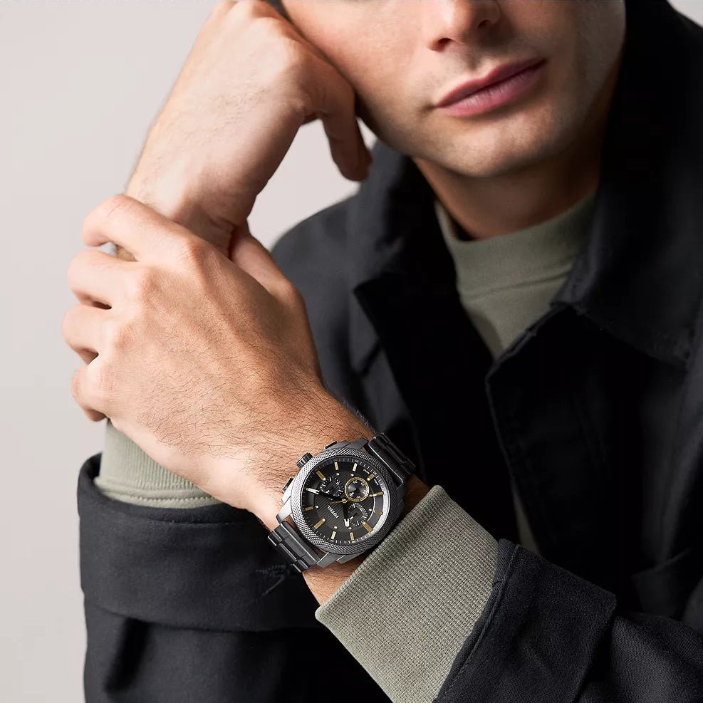 Fossil Machine Gunmetal Dial and Gunmetal Steel Bracelet 44mm Men's Watch | FS6160 | TIME Watches
