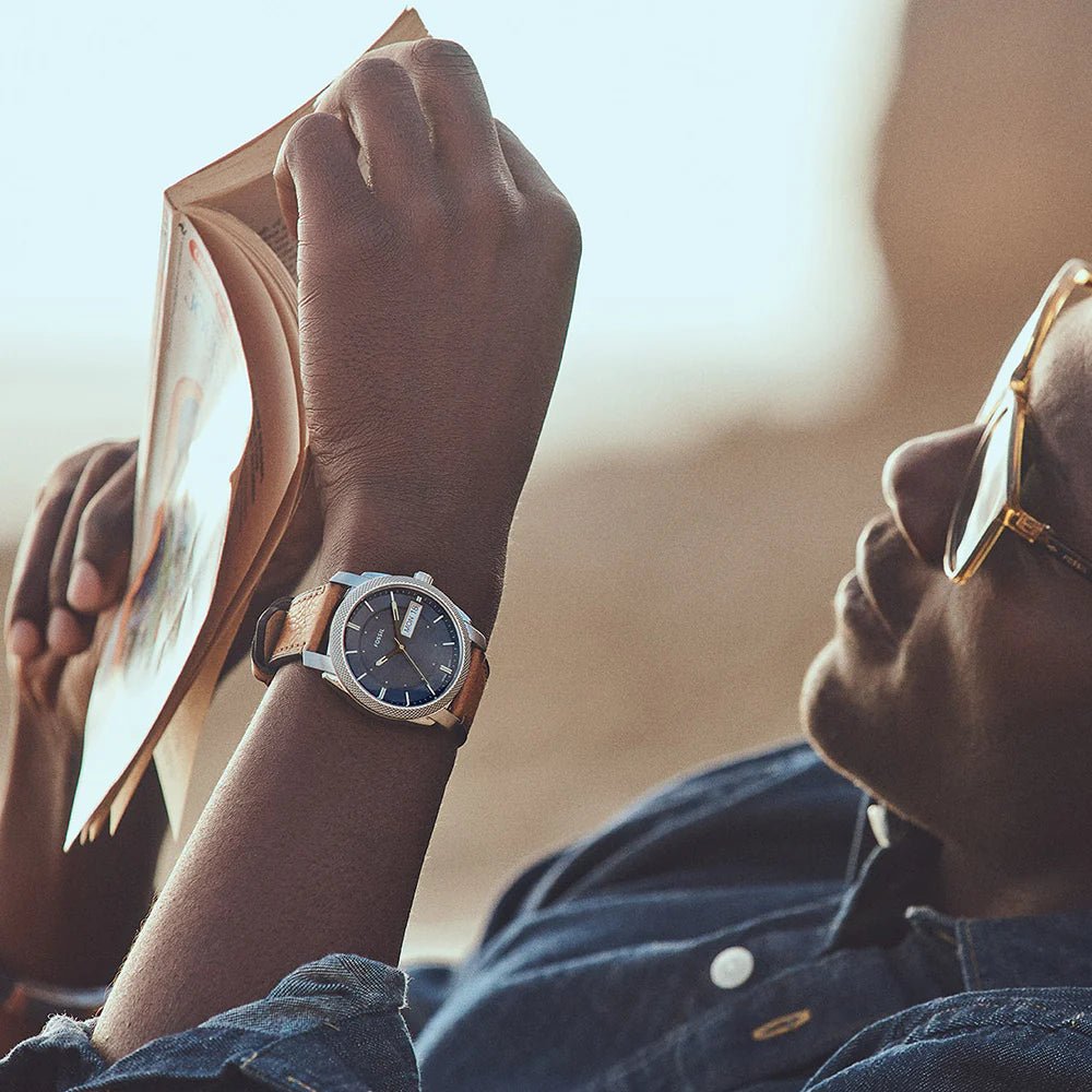 Fossil Machine Three-Hand Date Brown Leather Men's Watch | FS5900 | Time Watch Specialists