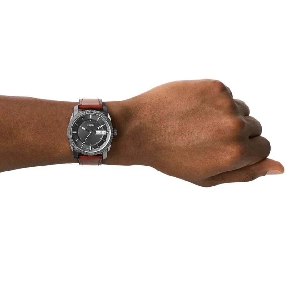 Fossil Machine Three-Hand Date Brown Leather Men's Watch | FS5900 | Time Watch Specialists