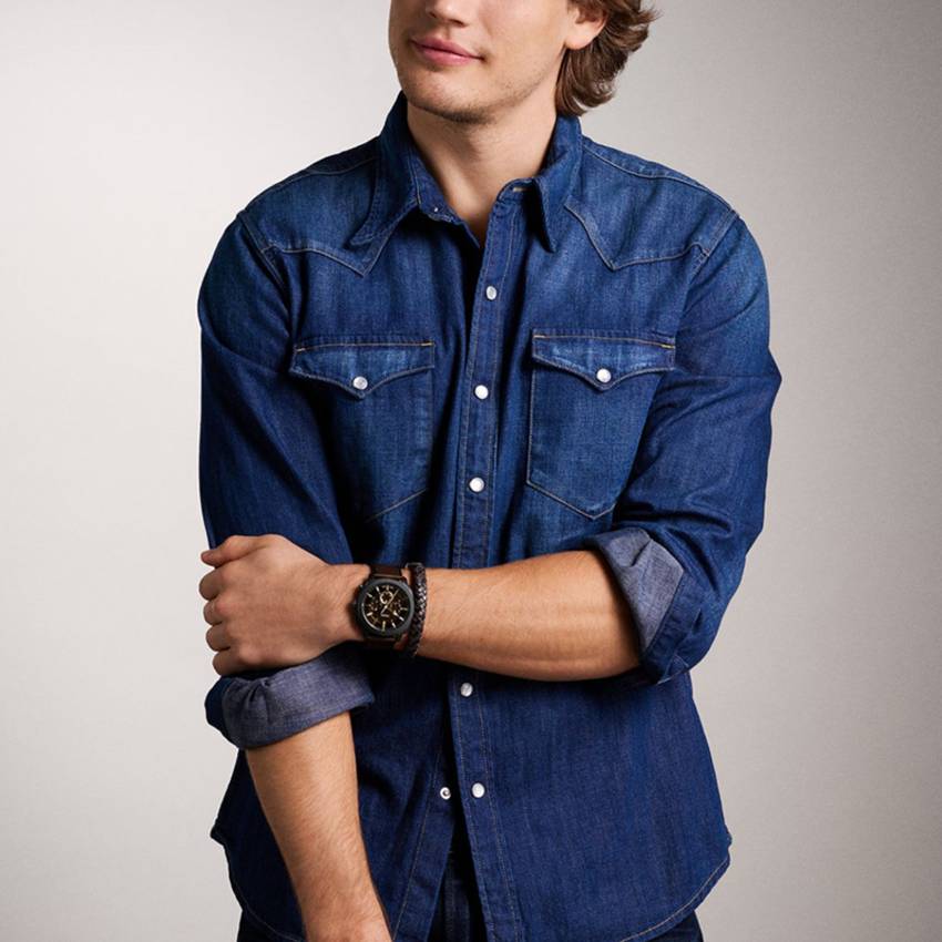 Fossil Men's Chronograph Watch and Bracelet Gift Set | FS6102SET | Time Watch Specialists