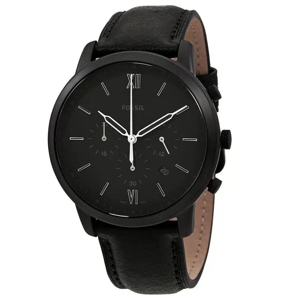 Fossil Neutra Black Dial and Black Leather Strap 44mm Men's Watch | FS5503 | TIME Watches