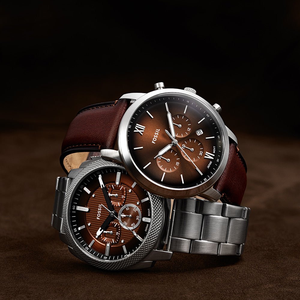 Fossil Neutra Brown Dial and Brown Leather Strap 44mm Men's Watch | FS6143 | TIME Watches
