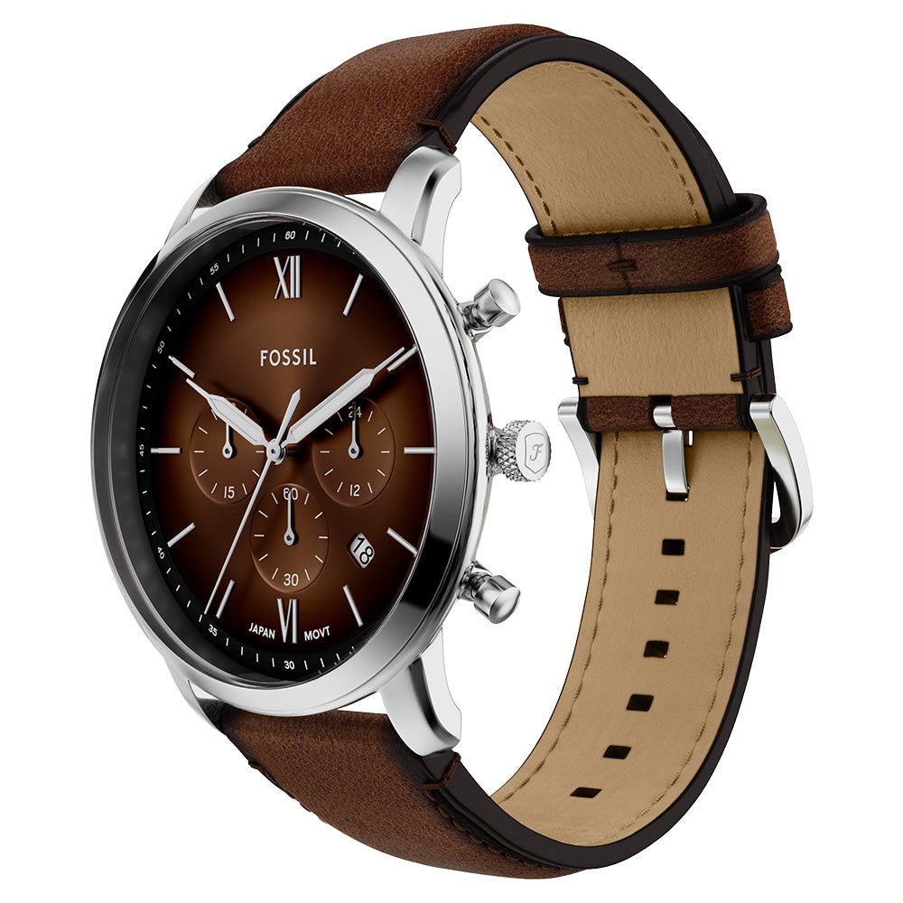 Fossil Neutra Brown Dial and Brown Leather Strap 44mm Men's Watch | FS6143 | TIME Watches